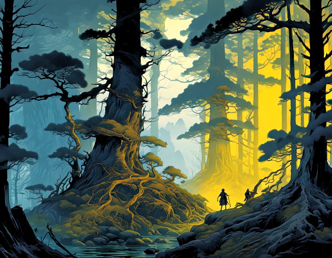 Epic Deadly Forest Landscape as Oil Painting