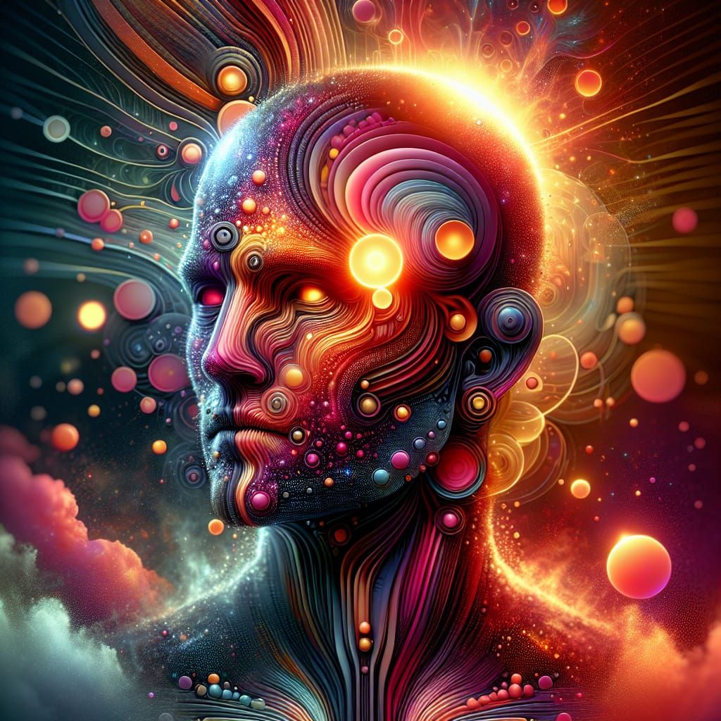 Sunburnt Portrait in Art Deco Biopunk Style