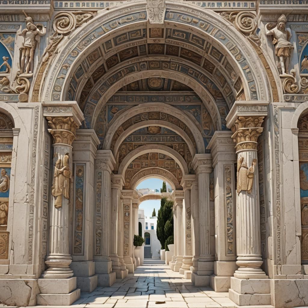 Ornate Greek Archway: Highly Detailed Artwork