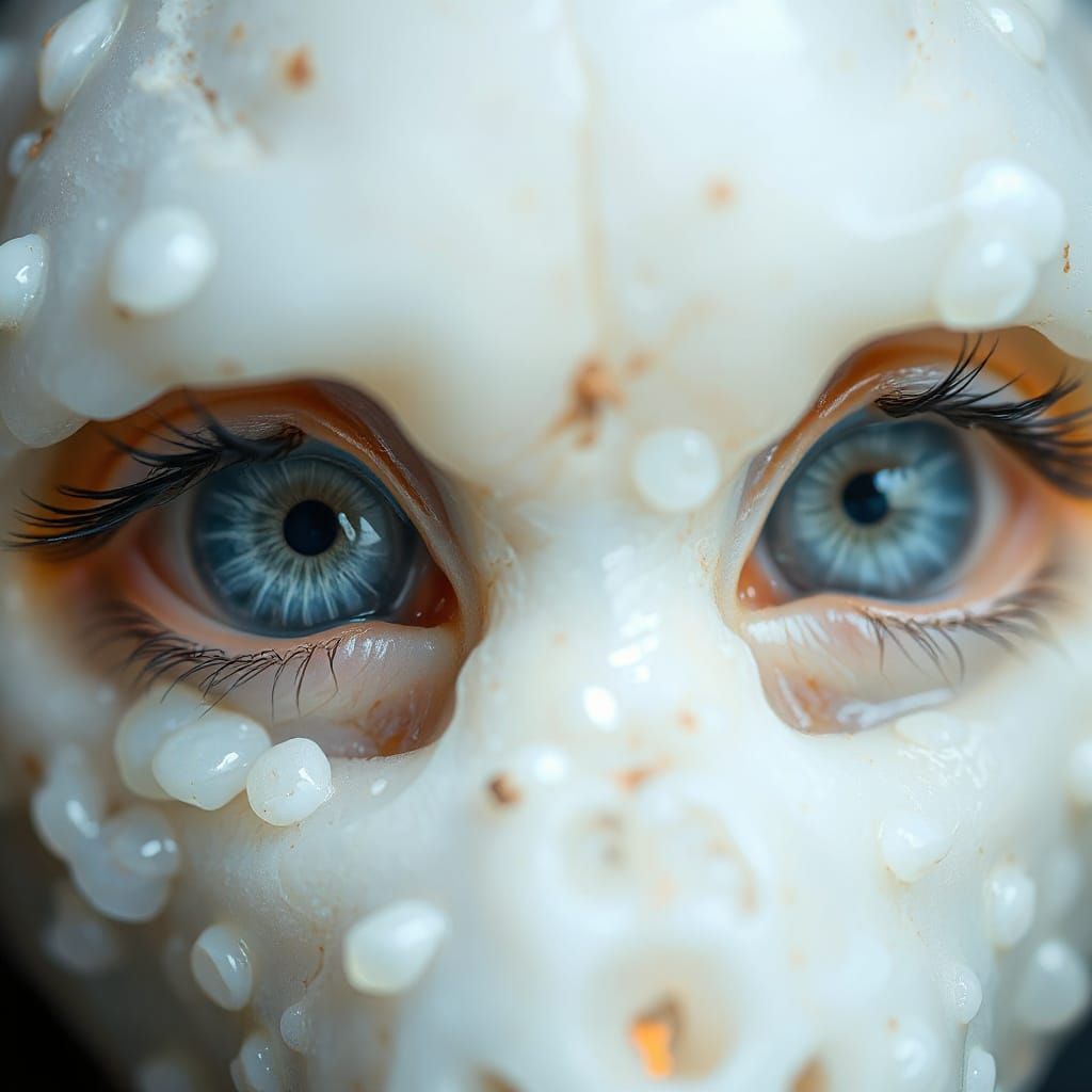 Selenite Eyes Macro View with Eerie Light