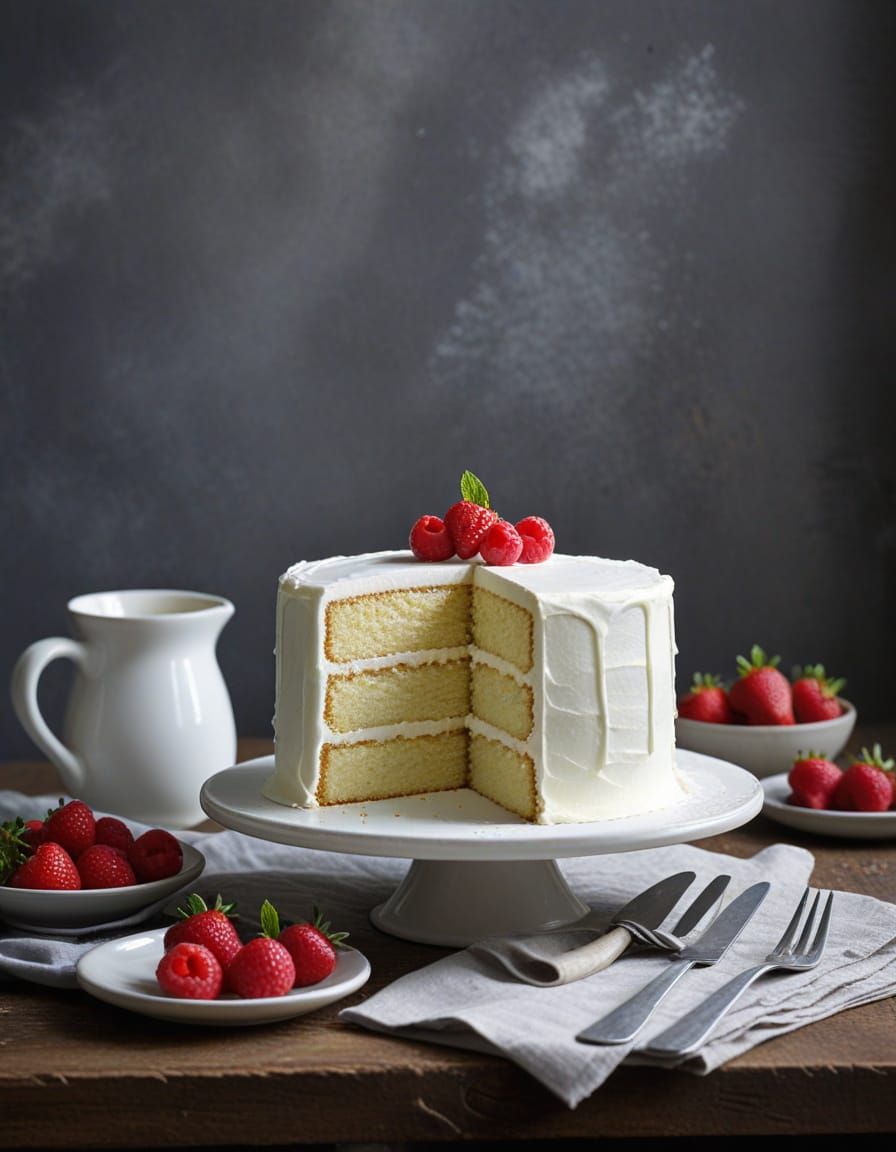 Delicious Simple White Cake in Casual Style