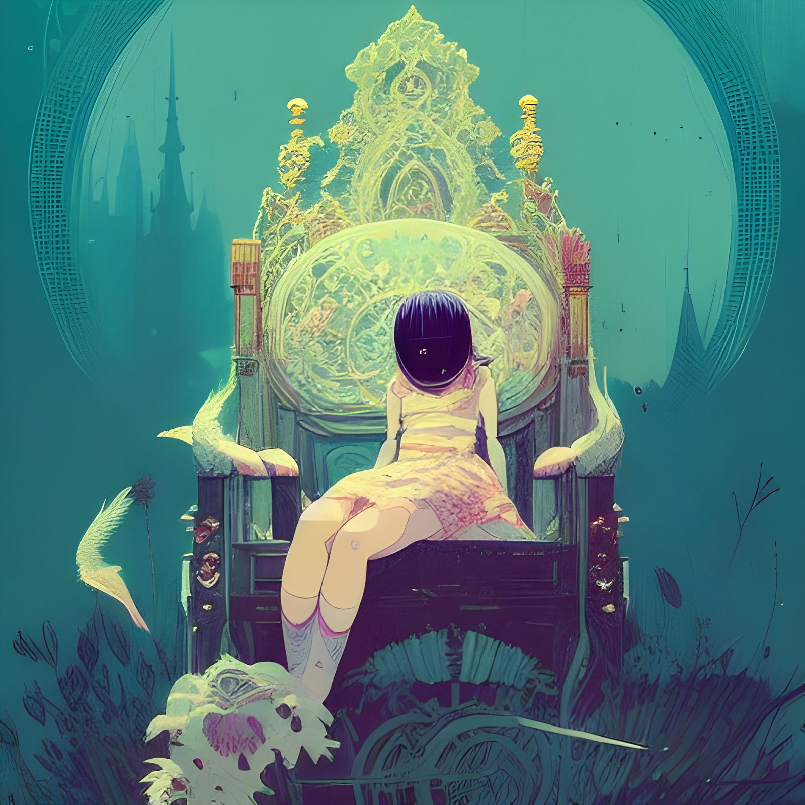 Bored Girl on Throne: Cel-Shaded Album Art