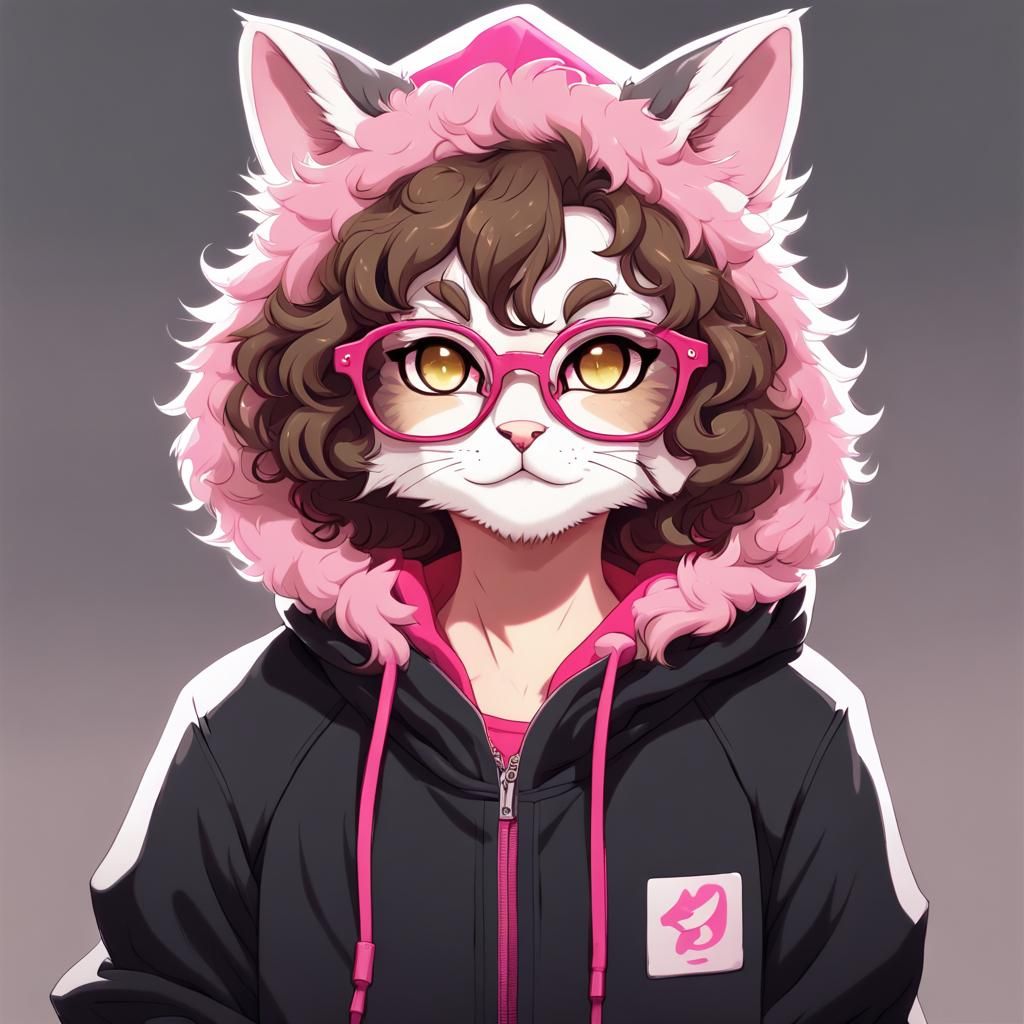 Non-Binary Cat in Anime Manga Style