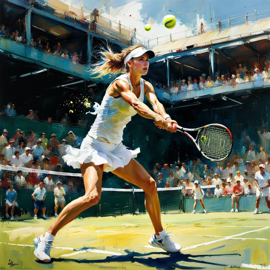 Dynamic Tennis Serve: Action Painting with Texture