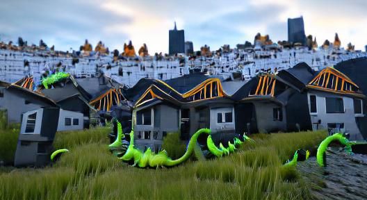 Halloween Dinosaur in Santorini Neighborhood