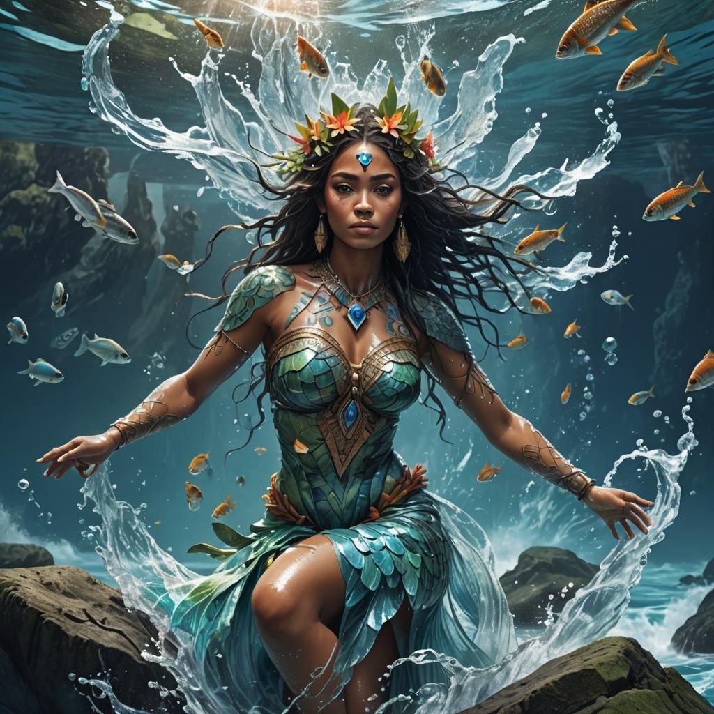 Polynesian Water Woman Digital Concept Art