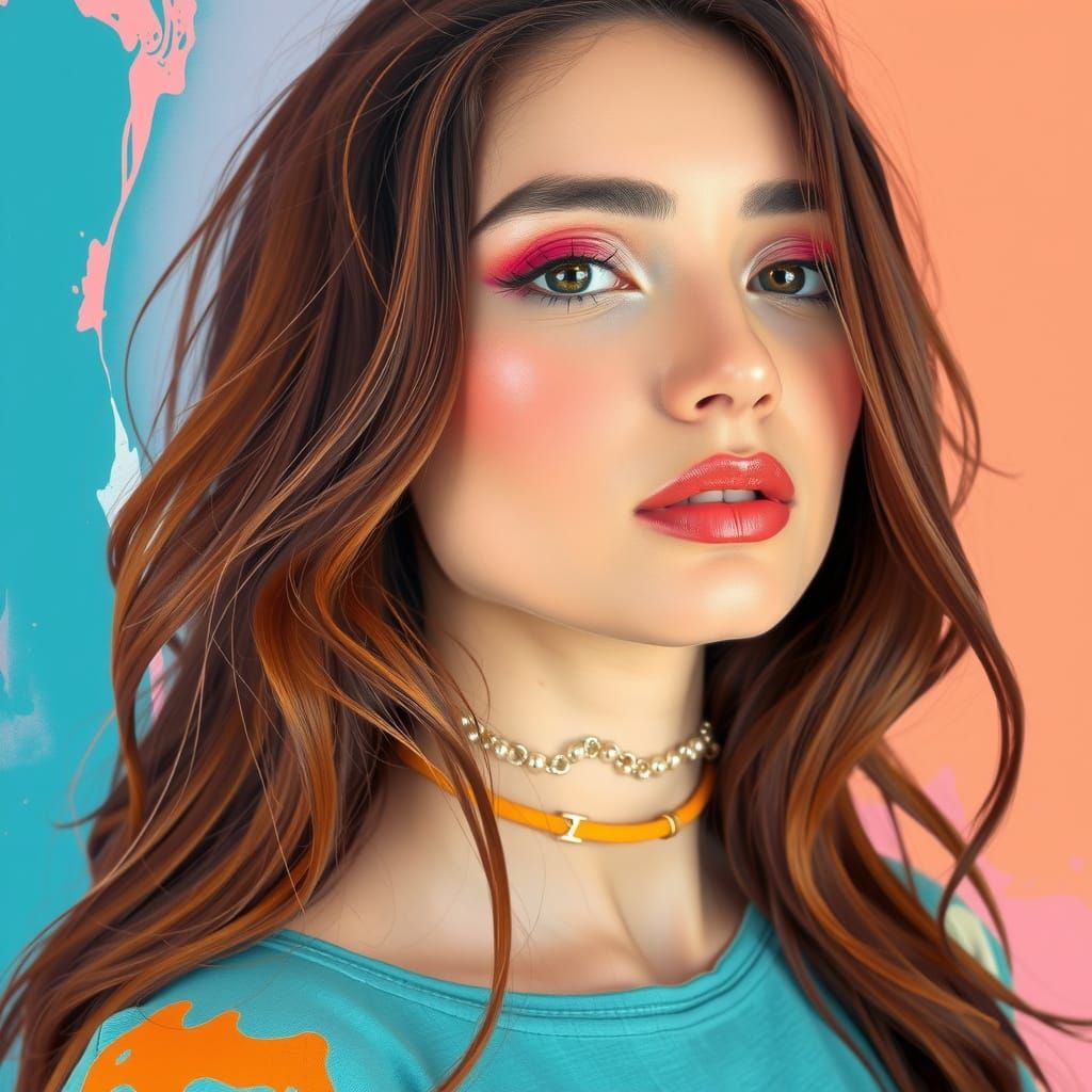 Vibrant Woman in Whimsical Abstraction