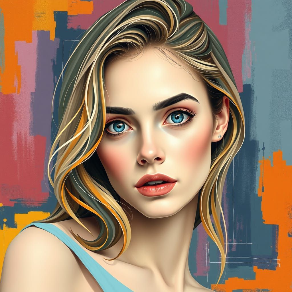 Vibrant Woman in Whimsical Abstraction