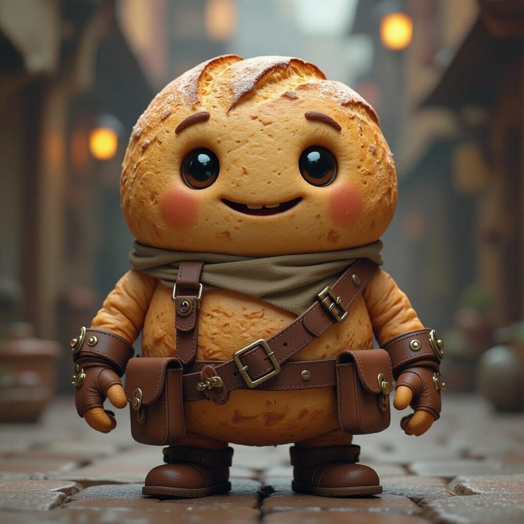 Bread Golem Artificer in Fantasy Matte Painting