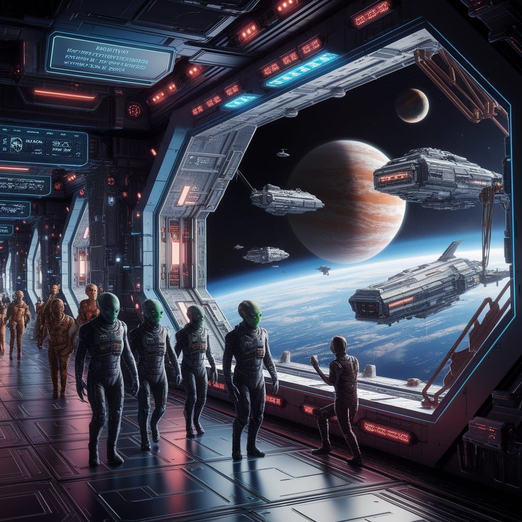 Futuristic Space Station: Alien Life in Deep Space