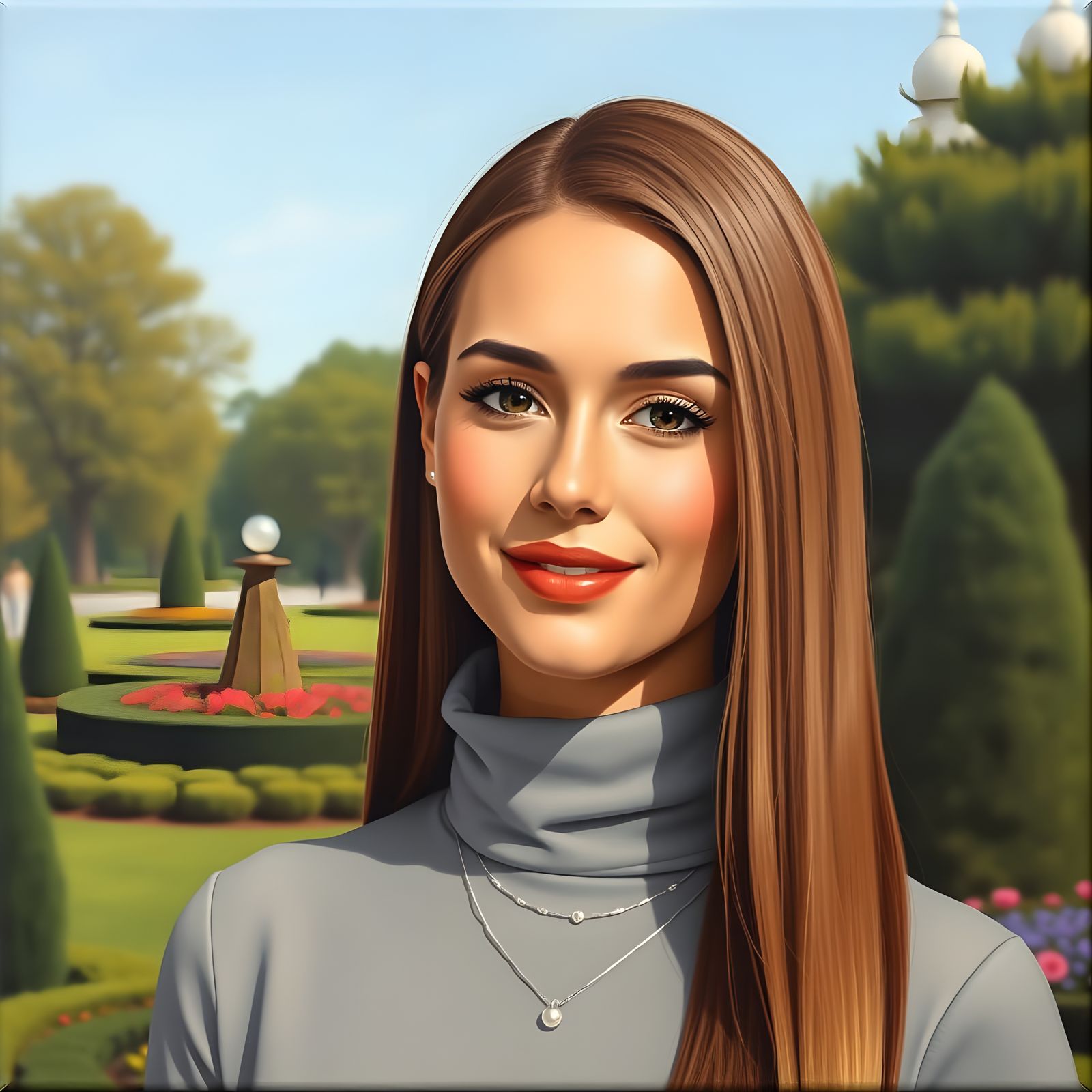 Minimalist Oil Painting Of Elegant German Woman