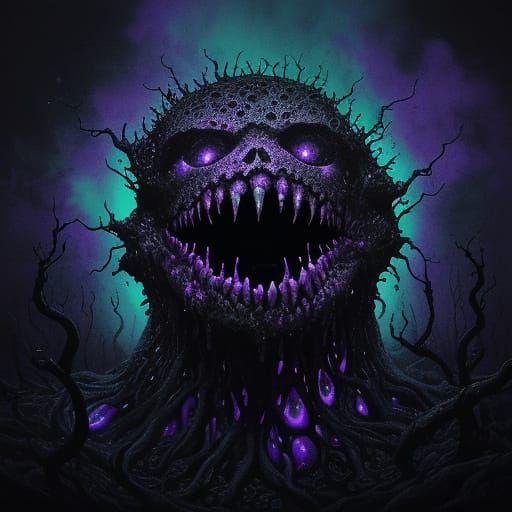 Bioluminescent Horror in Dark Fantasy Style