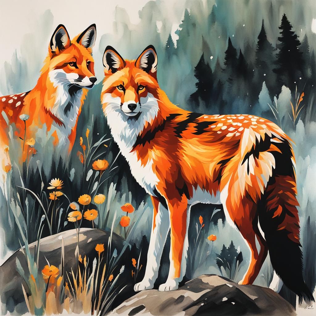 Fox Portrait as Digital Painting