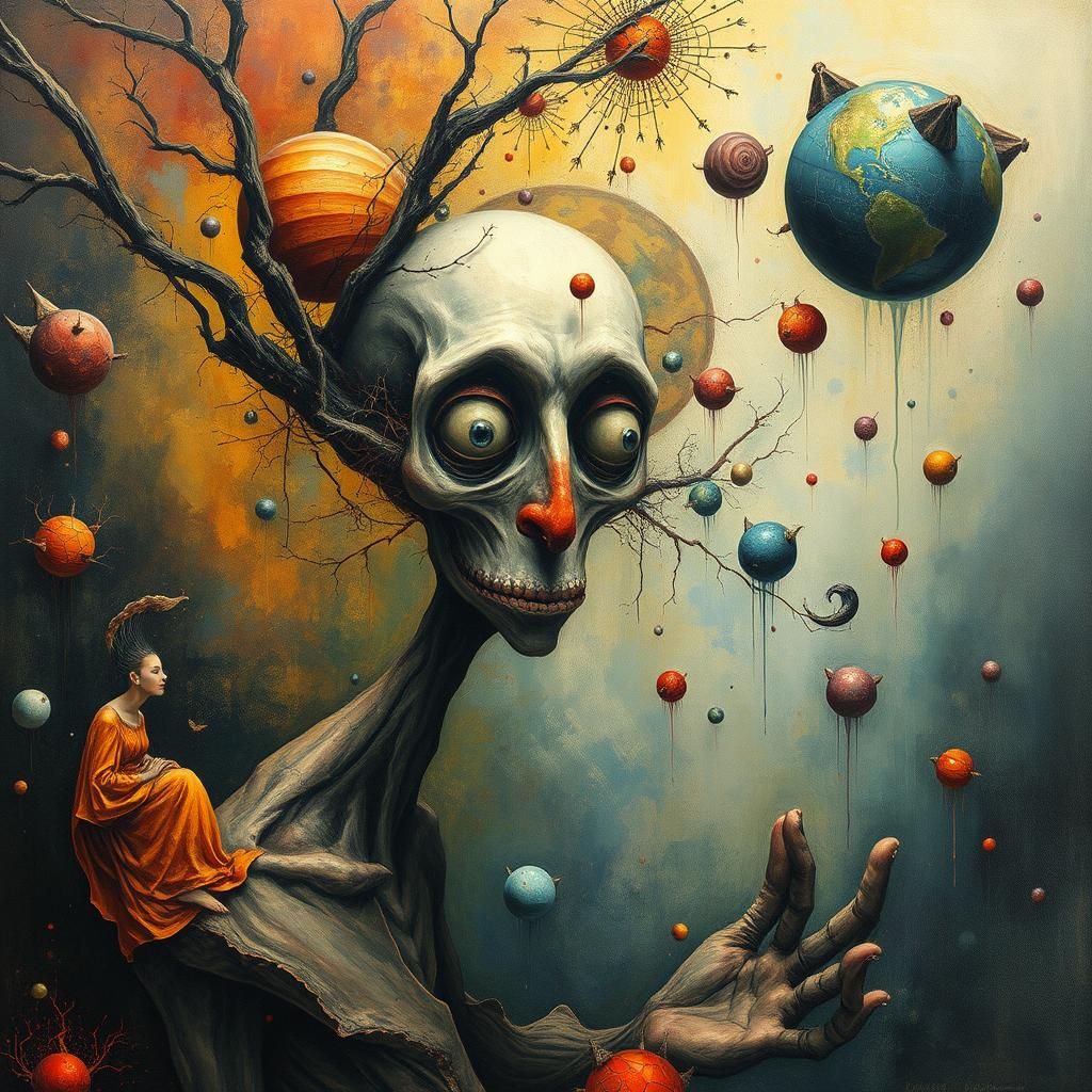 Surreal Dreamscape: A Grotesque Fantasy in Oil