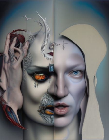 Surreal Geometric Art in Pop Style