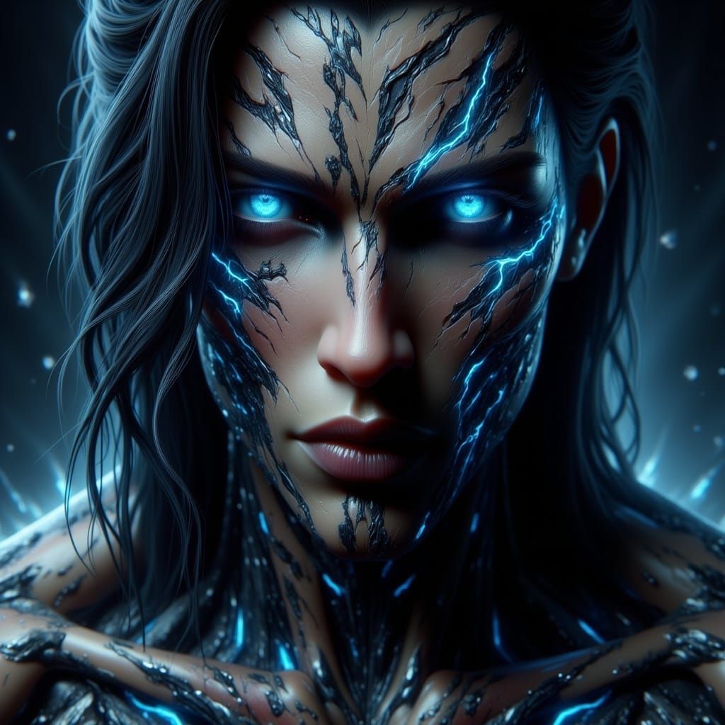 Ethereal Man with Tattoos: Cinematic Portrait