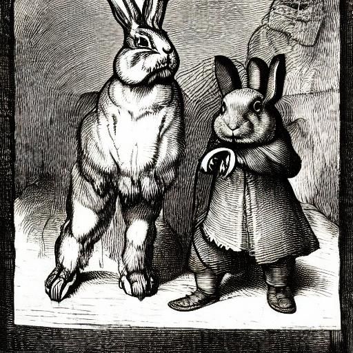 Good, Bad, and Ugly Rabbits in Grotesque Style