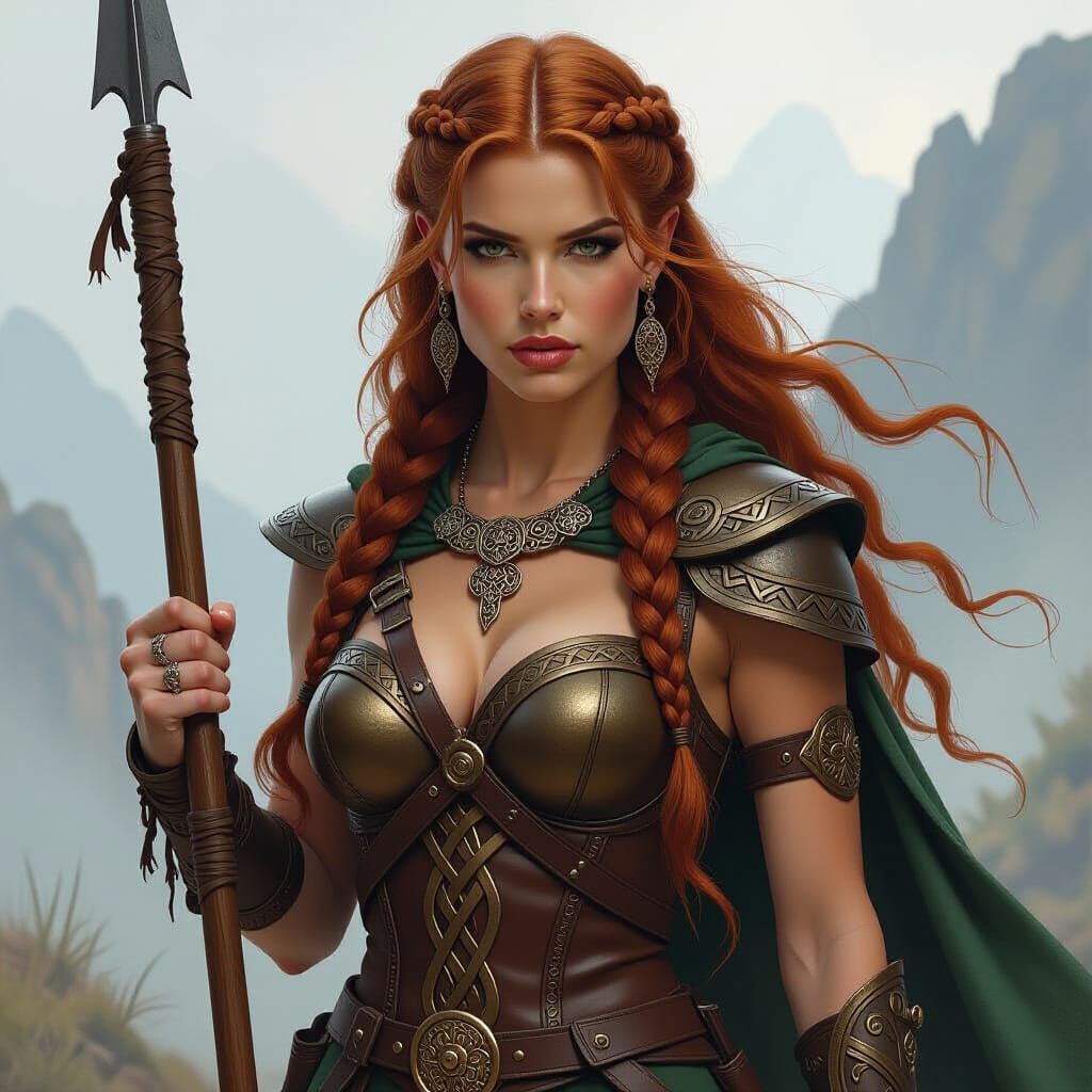 Celtic Warrior Woman Portrait in Epic Fantasy Style