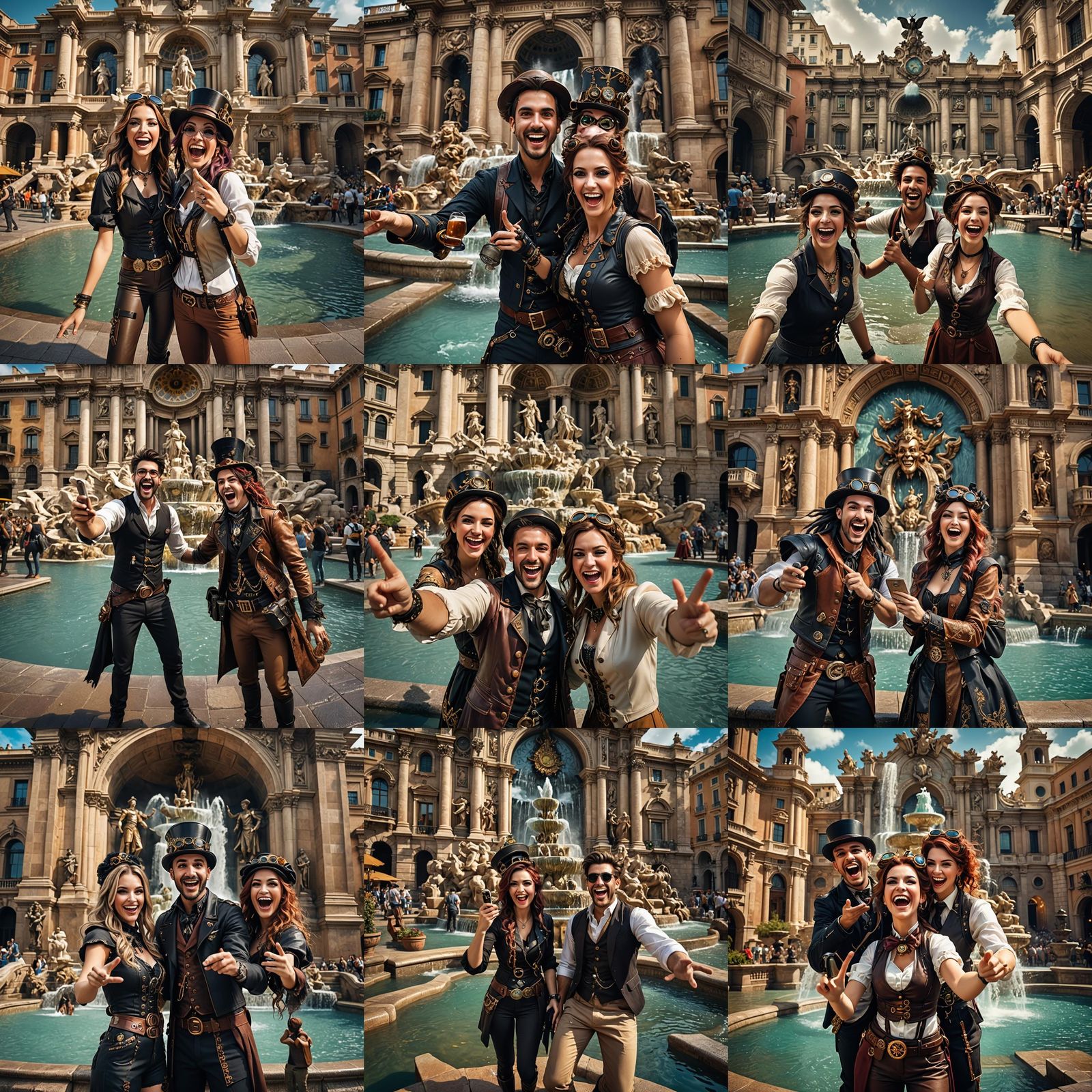 Steampunk Gothic Selfie at Trevi Fountain