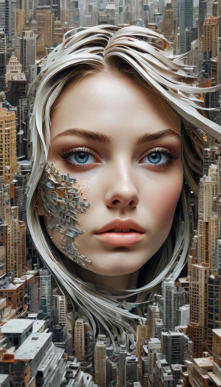 Cyberpunk Girl Speed Runs Through Futuristic Cityscape in Bl...