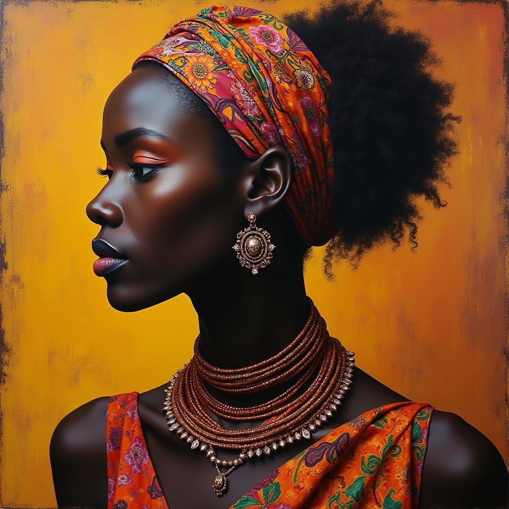African Woman Portrait in Eclectic Style