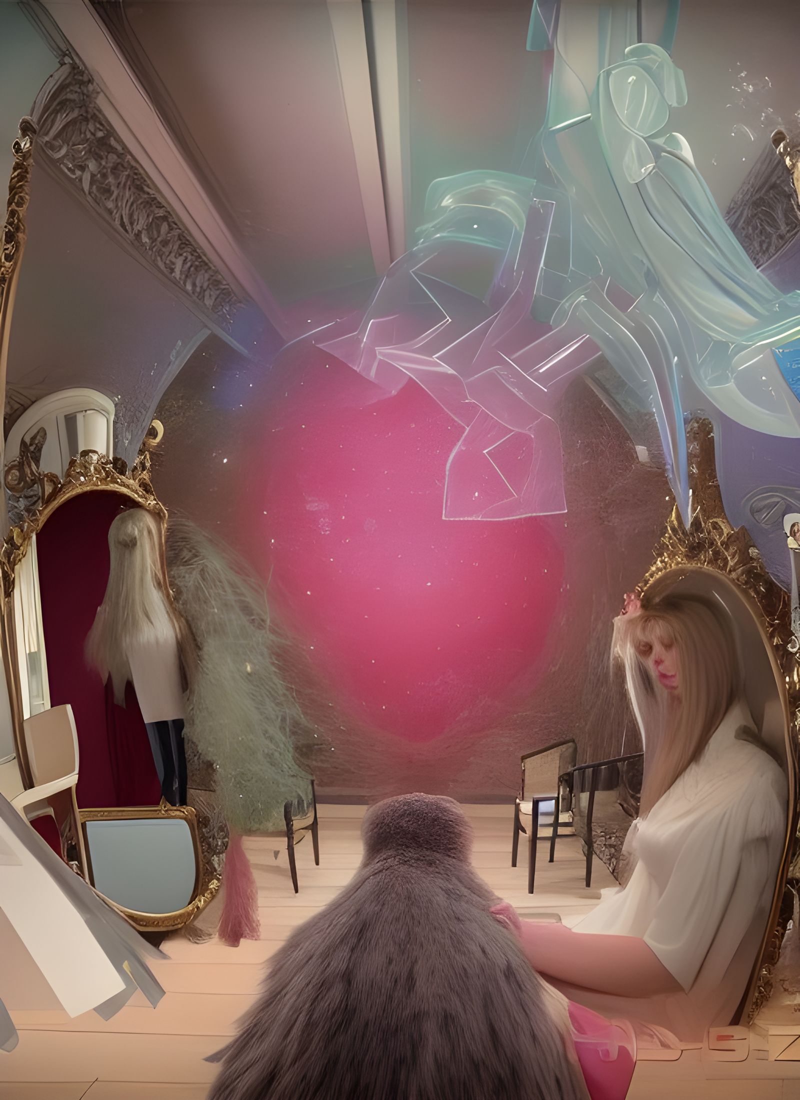 High Fashion Baroness in Ornate Salon