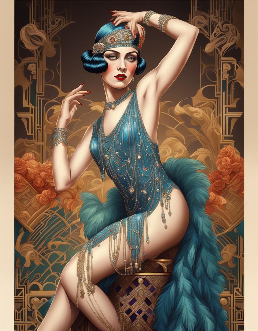 1920s Burlesque Beauty in Art Deco Style