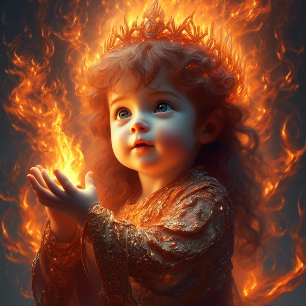 Cute Baby Fire God Reaching Out