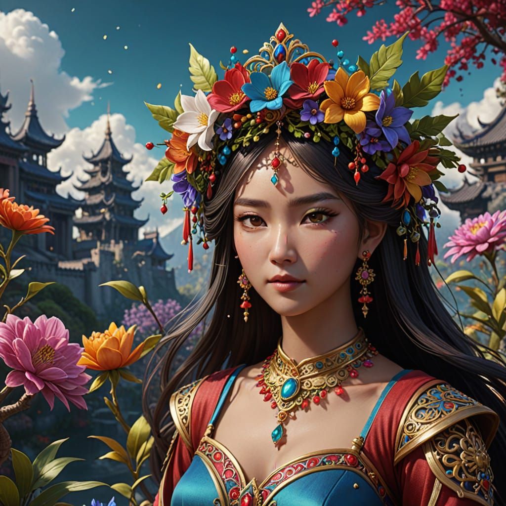 Exotic Floral Tiara in Mysterious Fantasy Still Life