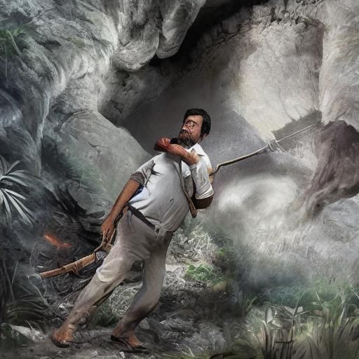 Pablo Escobar Hidden in Prehistoric Cave: Hyperrealistic Art
