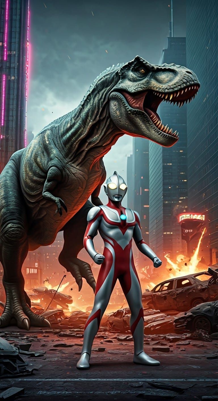 Ultraman and T-Rex