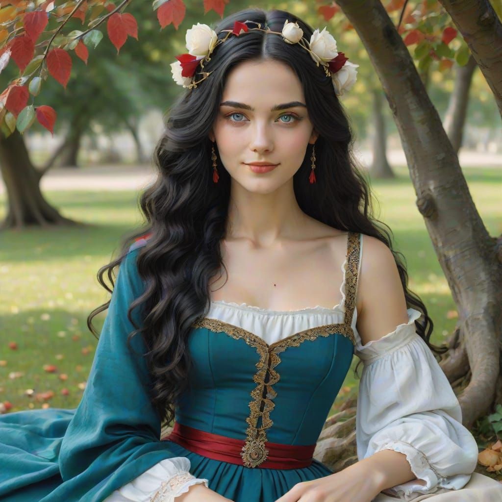 Medieval Garden Scene with Two Noble Women