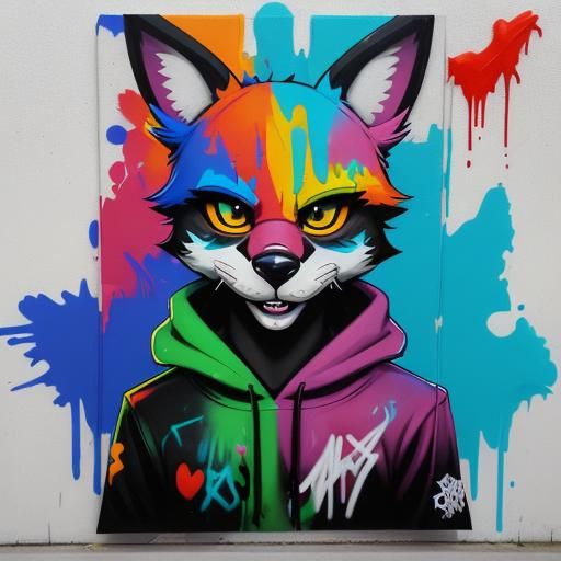 Colorful Graffiti Fursuit in Splash Art Style