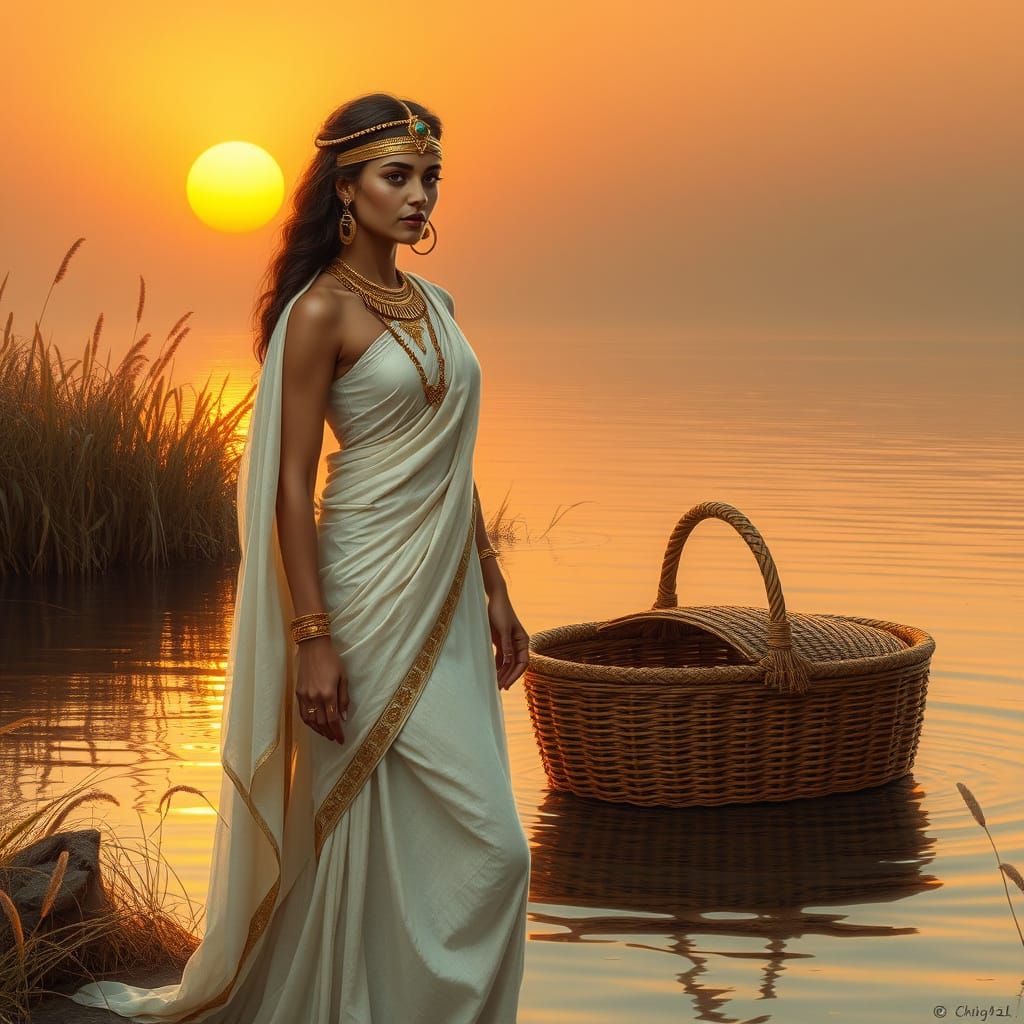 Egyptian Princess at Sunrise by Riverbank