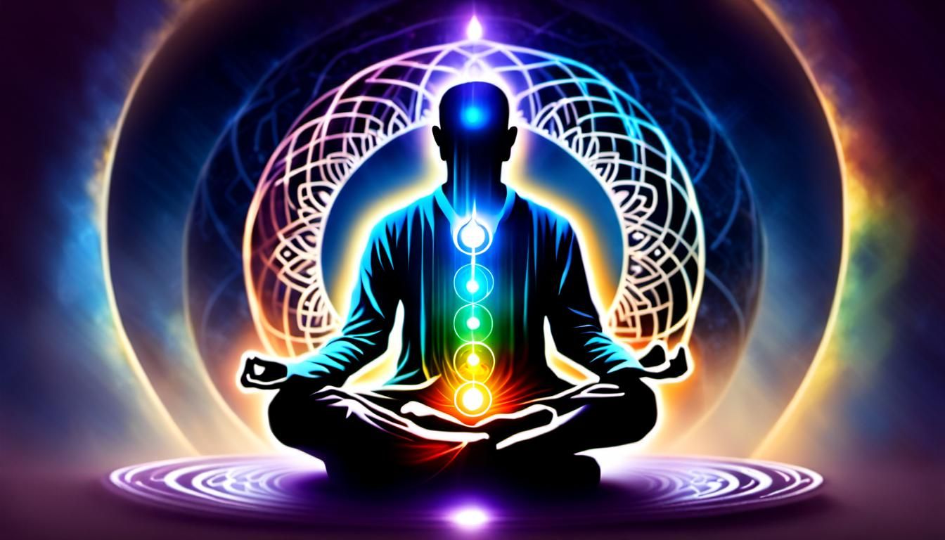 Meditating Person Transcending to Other Dimensions