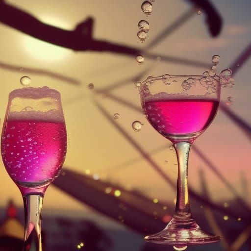 Magical Pink Drink for Flight, Photorealistic Image