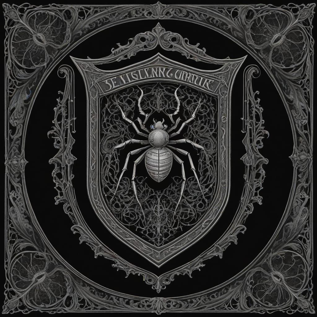 Elegant Macabre Heraldic Shield in Dark Victorian Style