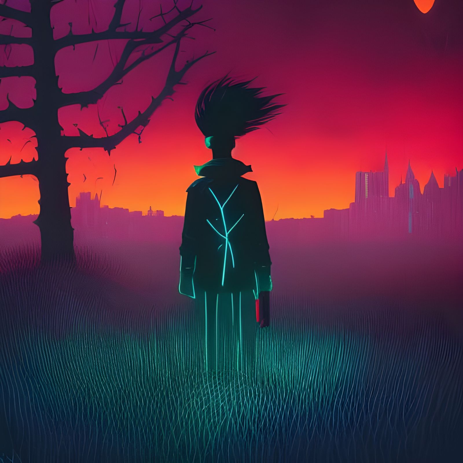 Cartoon Madman in Mixed Media Style