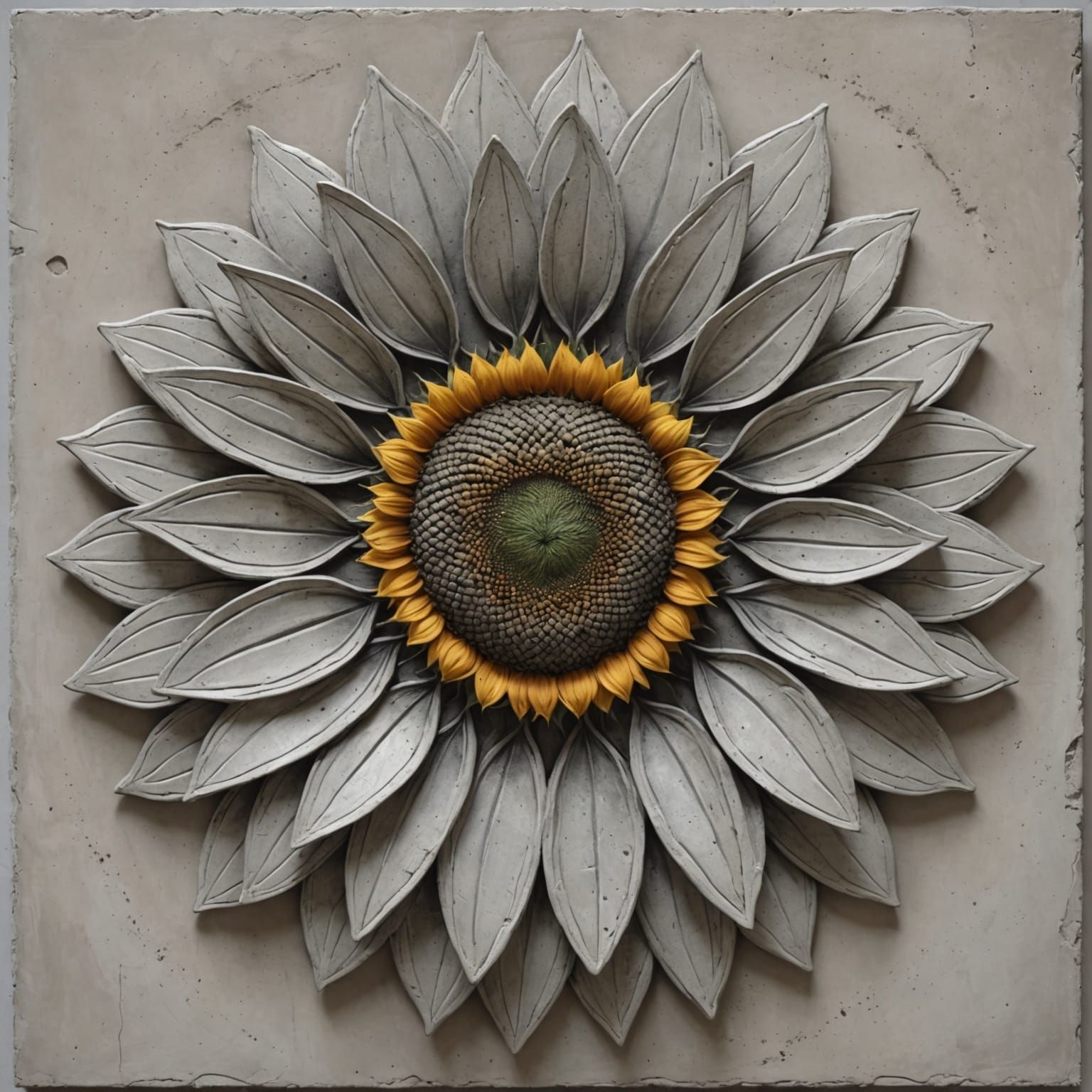 Concrete Sunflower: Detailed Matte Painting in Neutral Color...