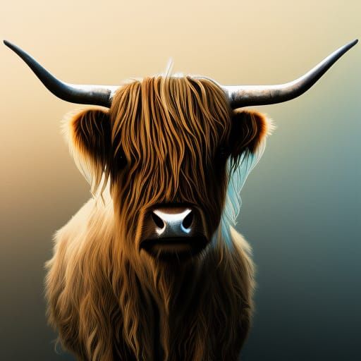Hyperdetailed Highland Cow Portrait in 8k Resolution
