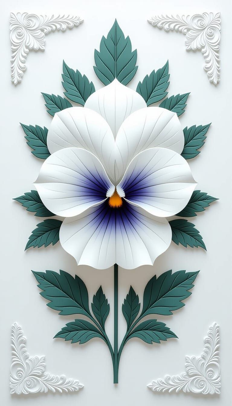 Ethereal White Floral Fantasy with Abstract Ornaments