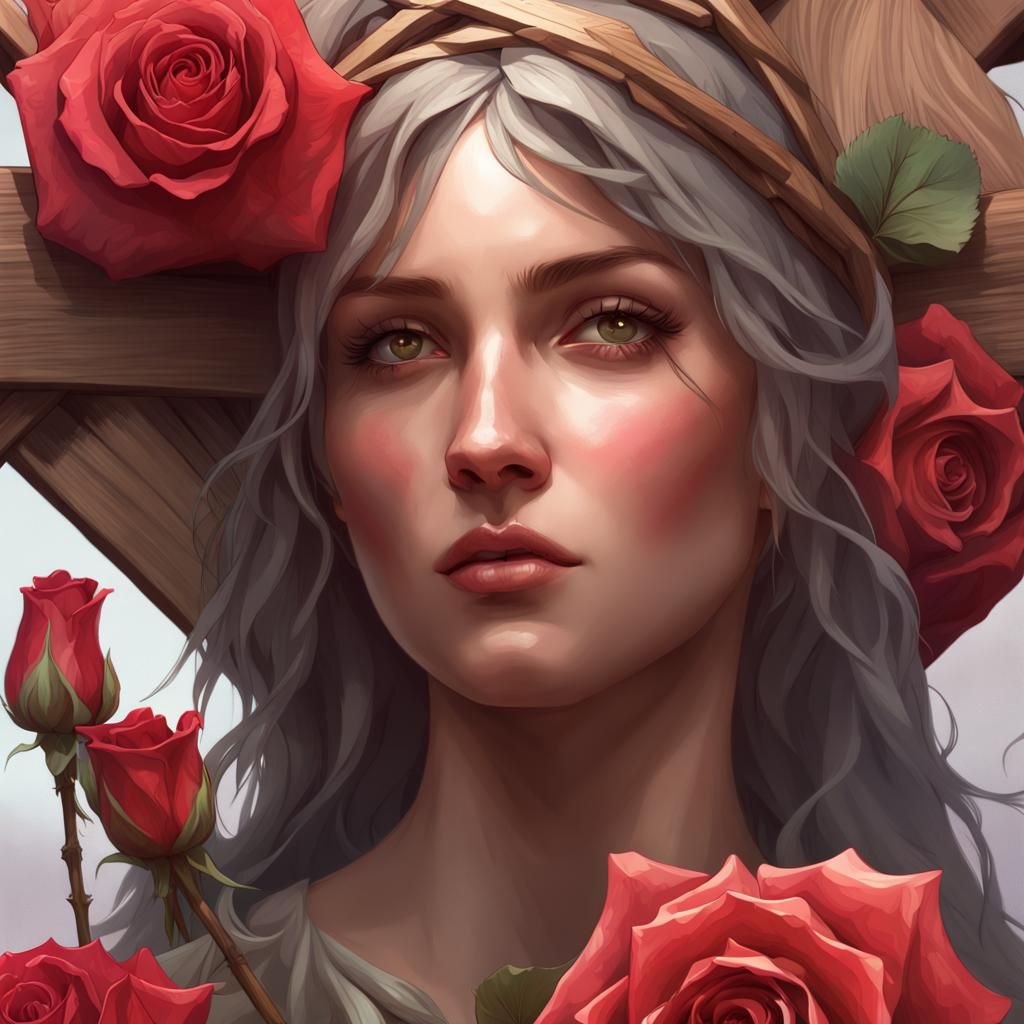 Roses and Cross: Hyperdetailed Digital Art