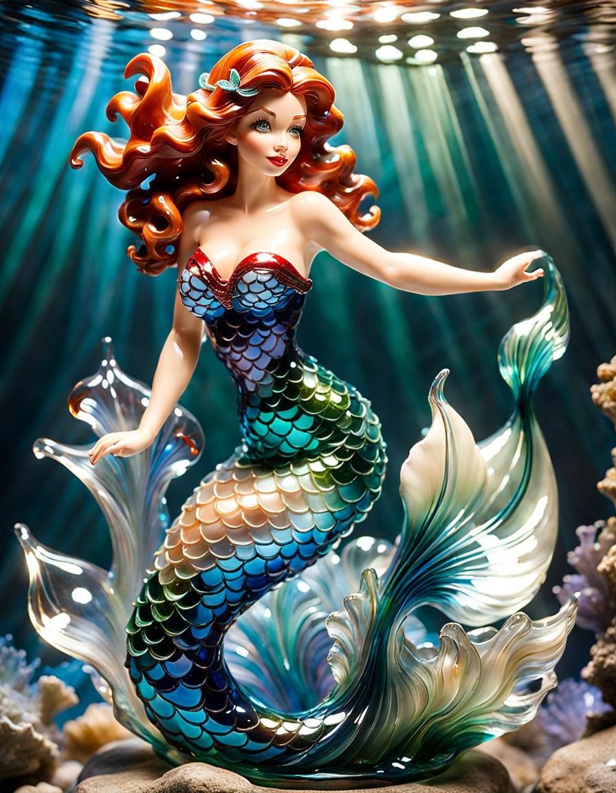 Mermaid Glass Statue