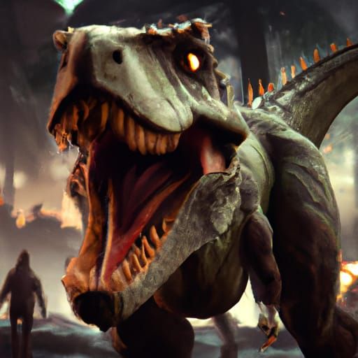 Scary Dinosaur in Detailed Matte Painting