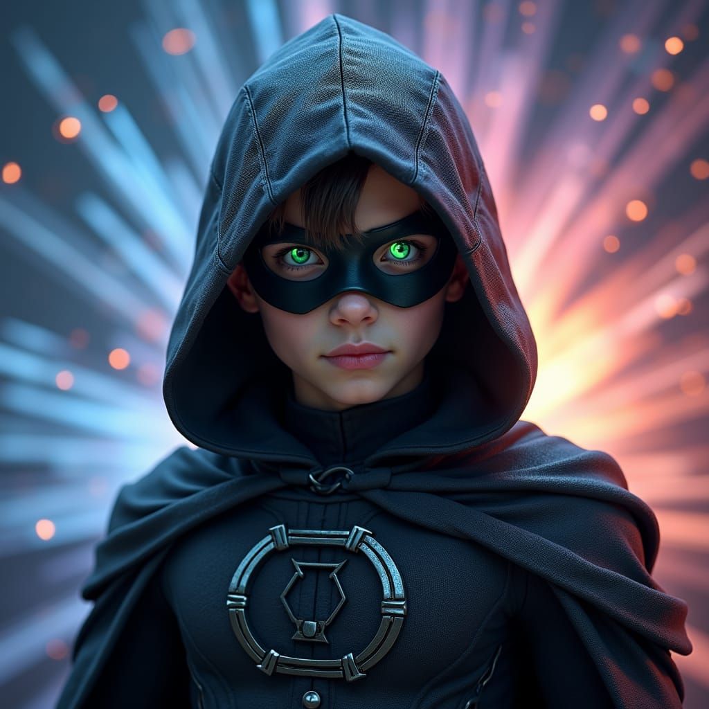 Teenage Black Lantern in Cosmic Digital Art