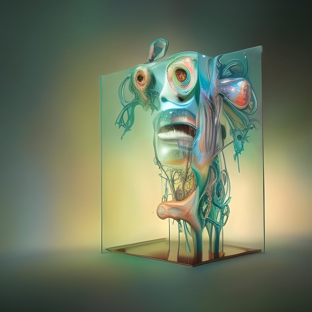 Dying Forest in Glass Box: Hyperdetailed Digital Art