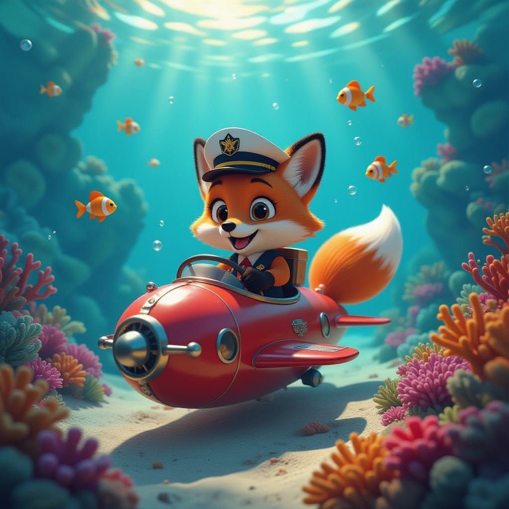 Fox Captain Navigates Submarine Through Coral Reef