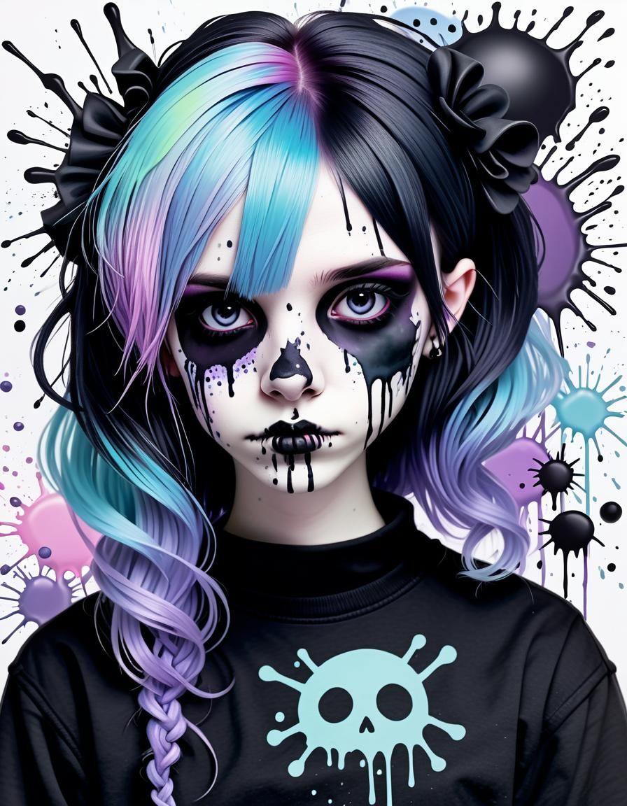 Pastel Goth with Ink Splatter Art