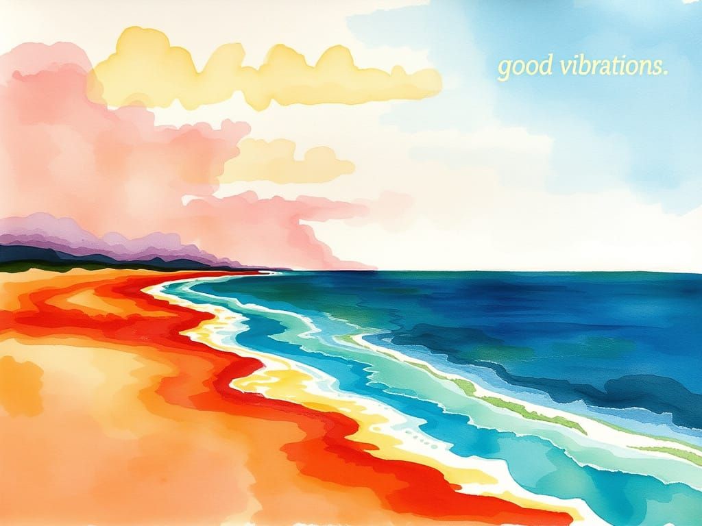 Harmonic Beach Scene in Abstract Expressionist Style