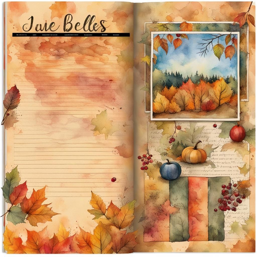 Autumn Forest Journal Page with Watercolor Filter